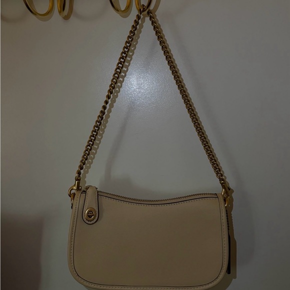 Coach Cream Shoulder Bag with Gold Chain